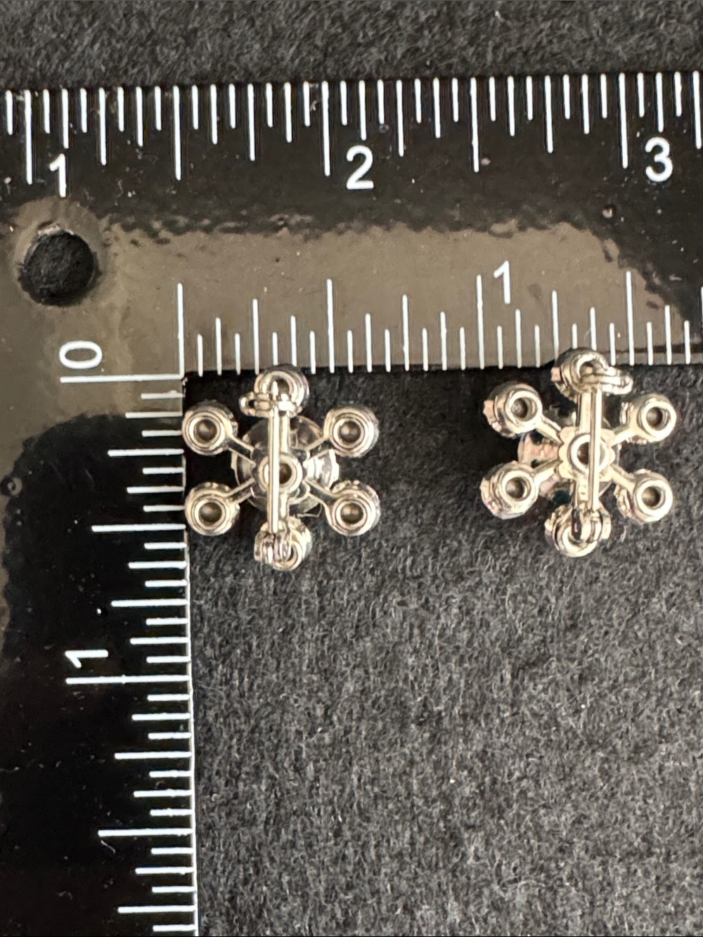 VTG Atomic Starburst Scatter Pins Mid-Century Blue Rhinestone Snowflake - Picture 3 of 3